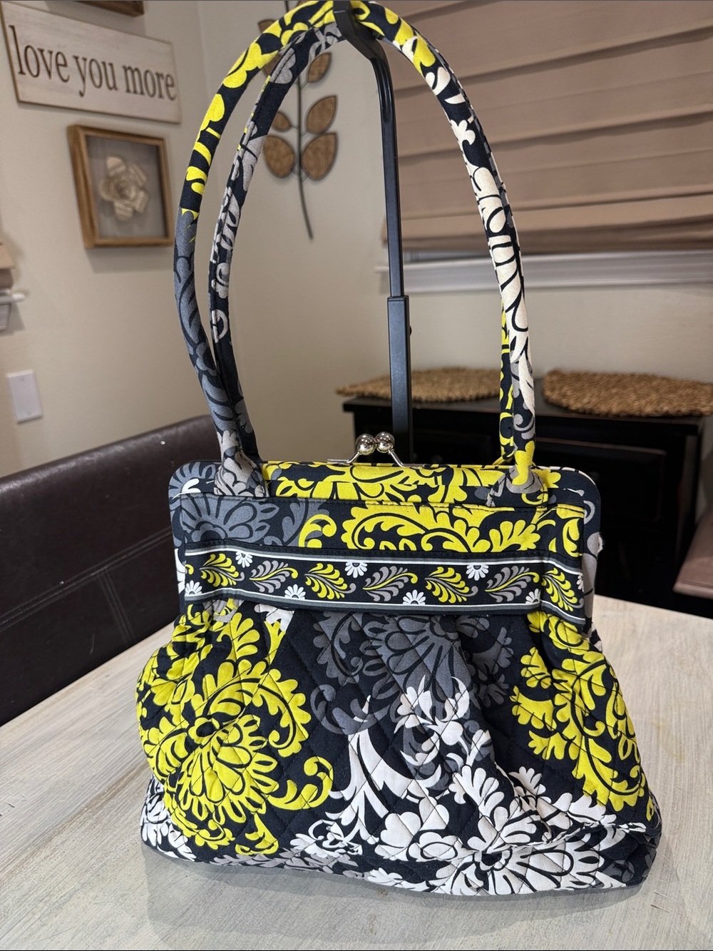 Retired Bradley Baroque Quilted Frame-Top KISS lock Shoulder Bag